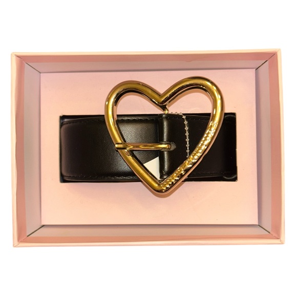 Juicy Couture Accessories - Juicy Couture Black Heart Buckle Belt L/XL – Gold Heart Logo Buckle NEW
